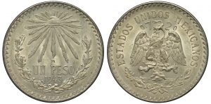1943 Mexican 1 Peso silver coin