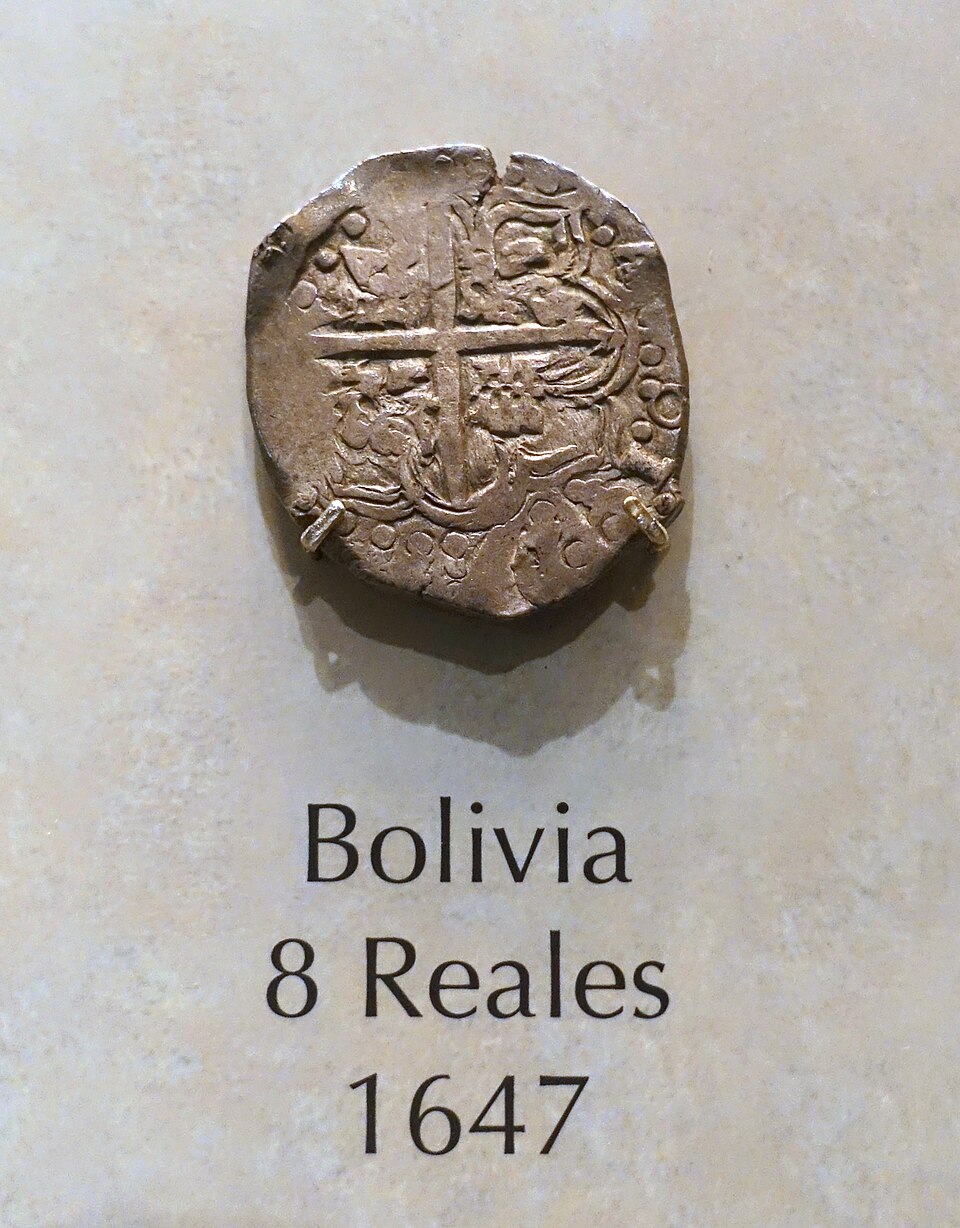1647 Bolivian 8 Reales silver cob coin from the Potosí mint, National Museum of American History